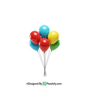 string tied colourful balloons png version, happy