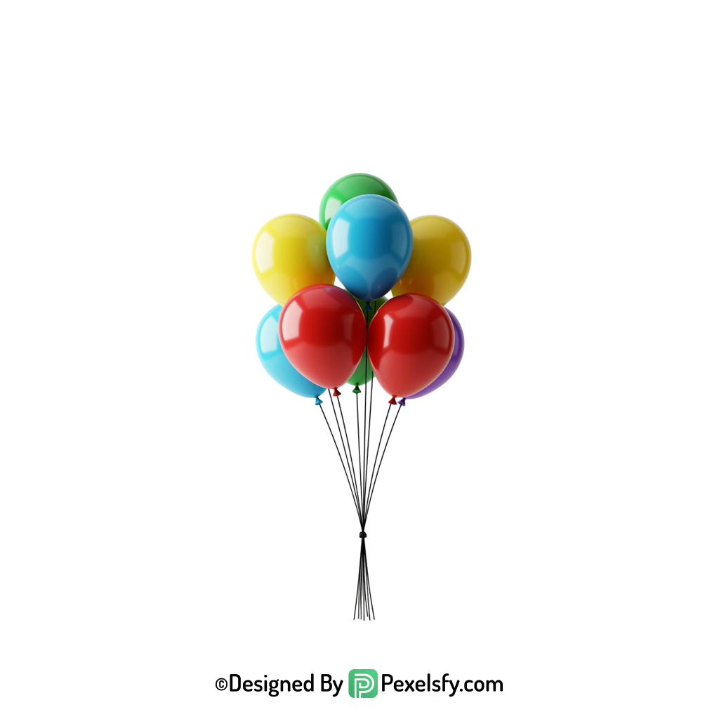 celebratory tone colourful balloons png art, happy