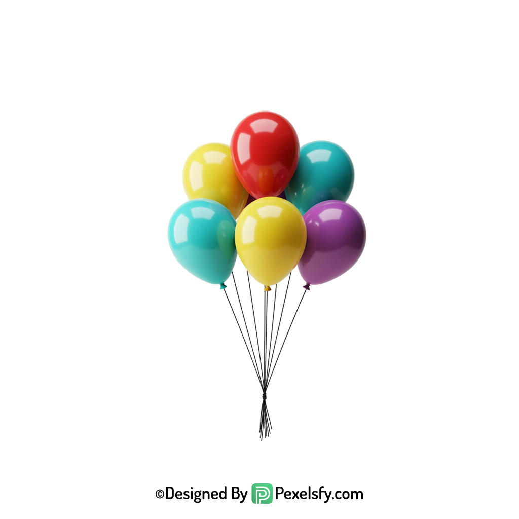 vector isolated colourful balloons png shape, happy