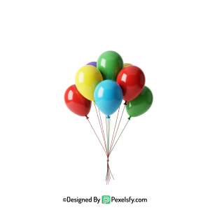 party day colourful balloons png sticker, happy