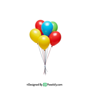 glowing line colourful balloons png format, happy