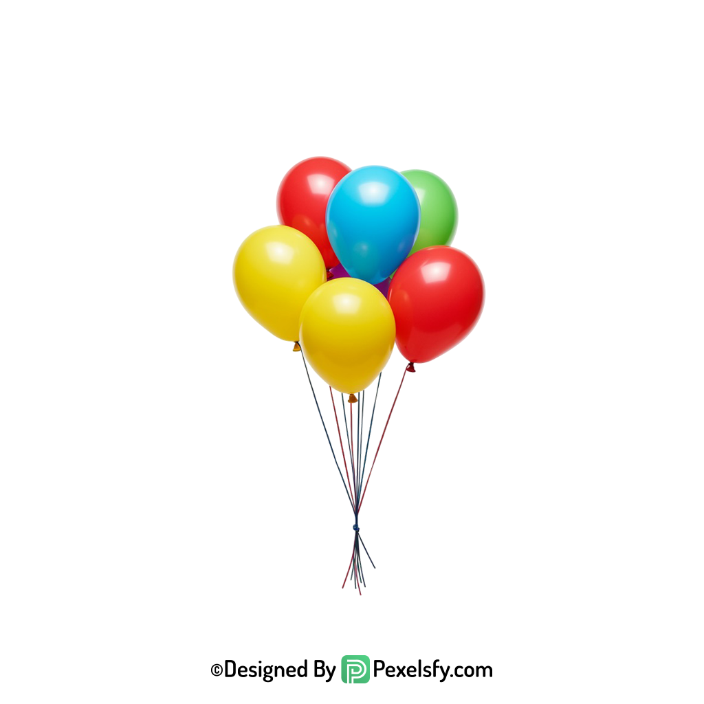 glowing line colourful balloons png format, happy
