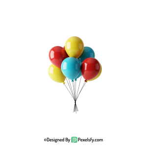 cute look colourful balloons png printable, happy
