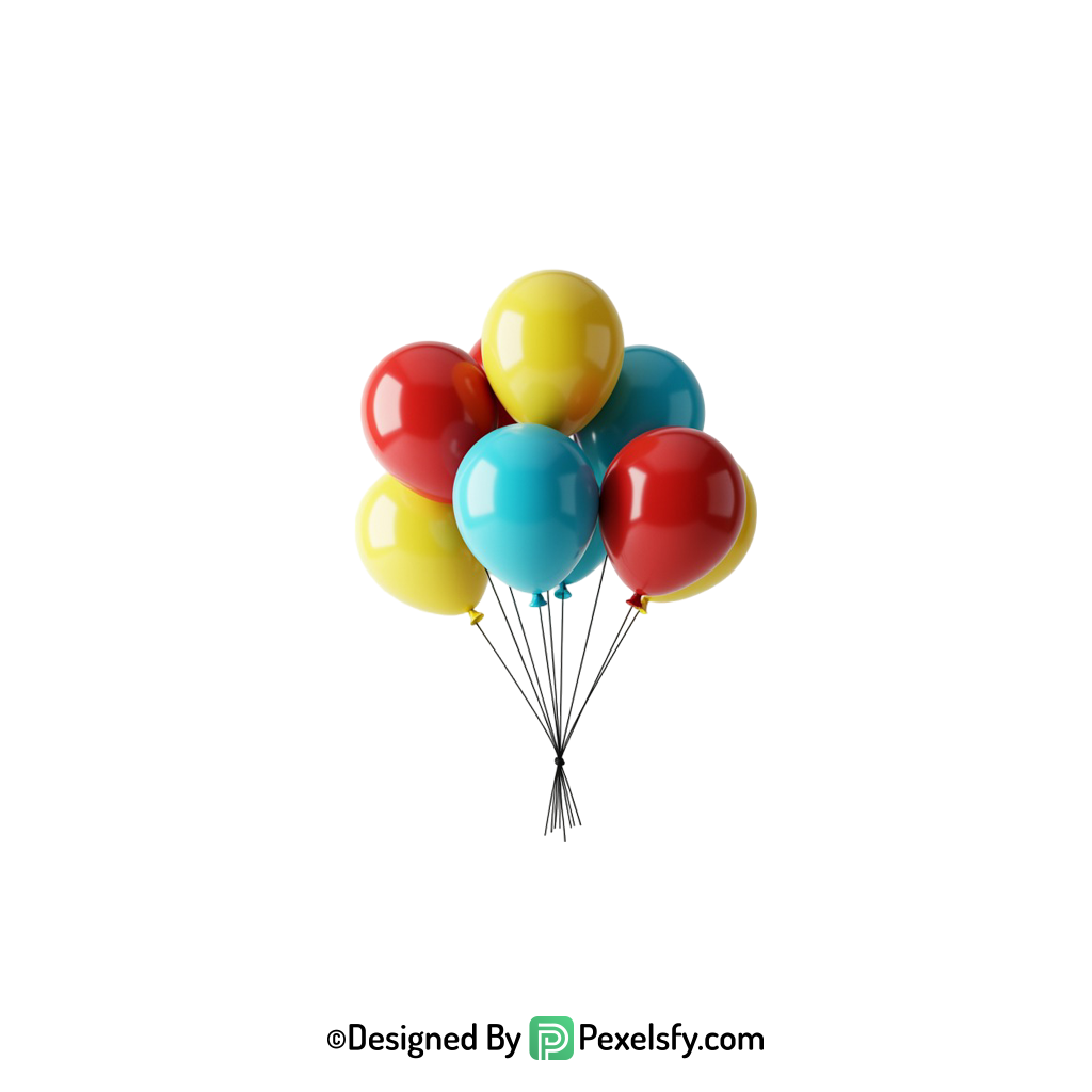 cute look colourful balloons png printable, happy