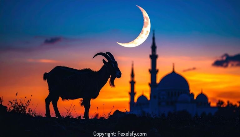 Eid al-Adha Celebration Under Golden Sunset