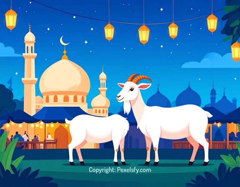 Goats Grazing Before Eid Festivities