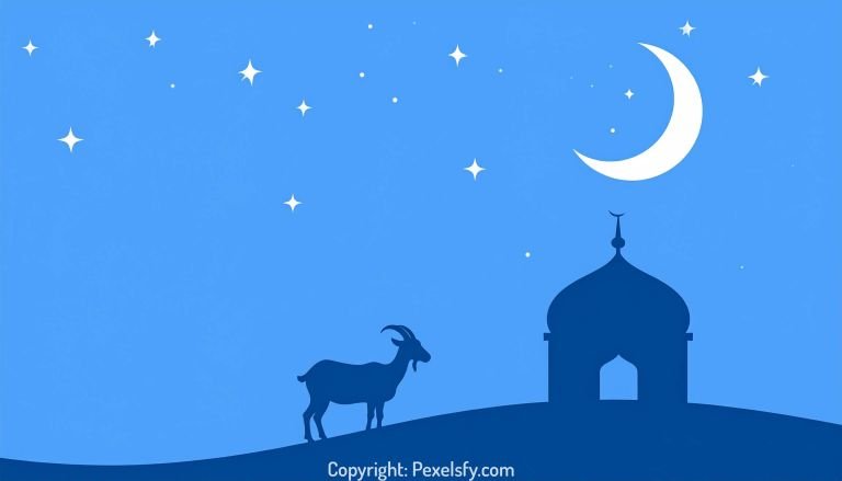 Crescent Moon Above Eid al-Adha Mosque