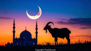 Peaceful Eid Morning with Beautiful Mosque View