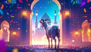 Traditional Eid Village with Joyful Atmosphere