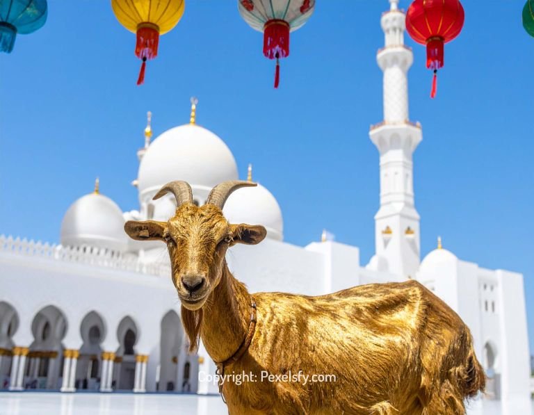 Goats and Lanterns in Eid Morning Scene