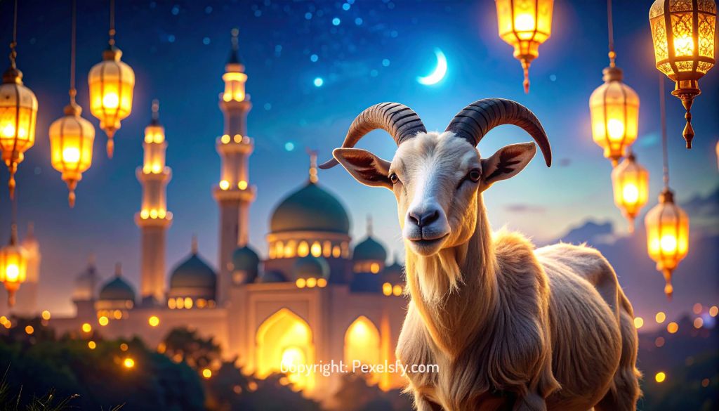 Eid al-Adha Night Sky with Fireworks