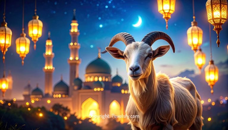 Eid al-Adha Night Sky with Fireworks