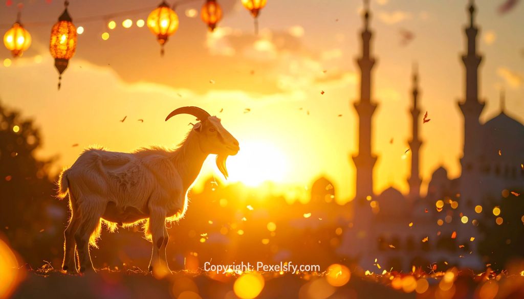 Crescent Reflected in Water on Eid