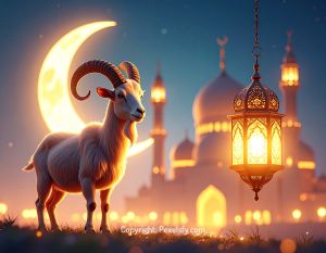 Eid al-Adha Night with Stars and Lights