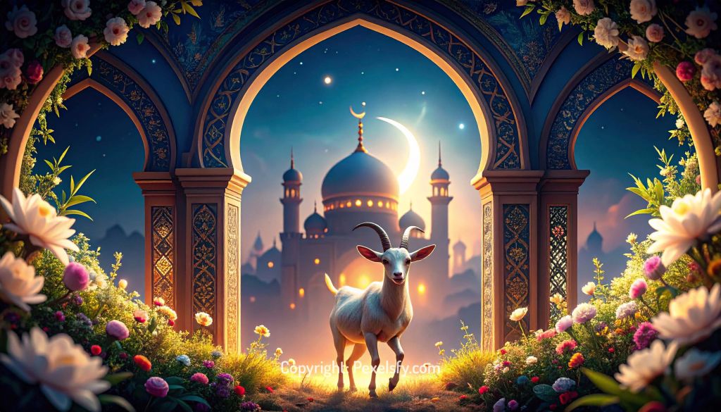 Glowing Mosque Entrance for Eid al-Adha