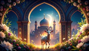 Glowing Mosque Entrance for Eid al-Adha