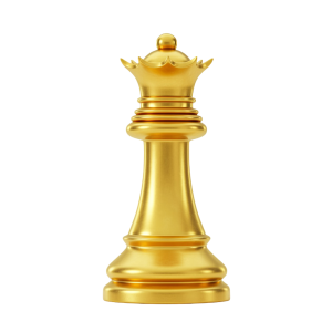 Golden Chess Queen PNG on Display