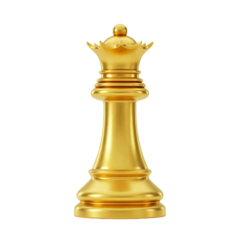 Golden Chess Queen PNG on Display