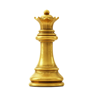 Golden Chess Queen PNG Isolated Artwork