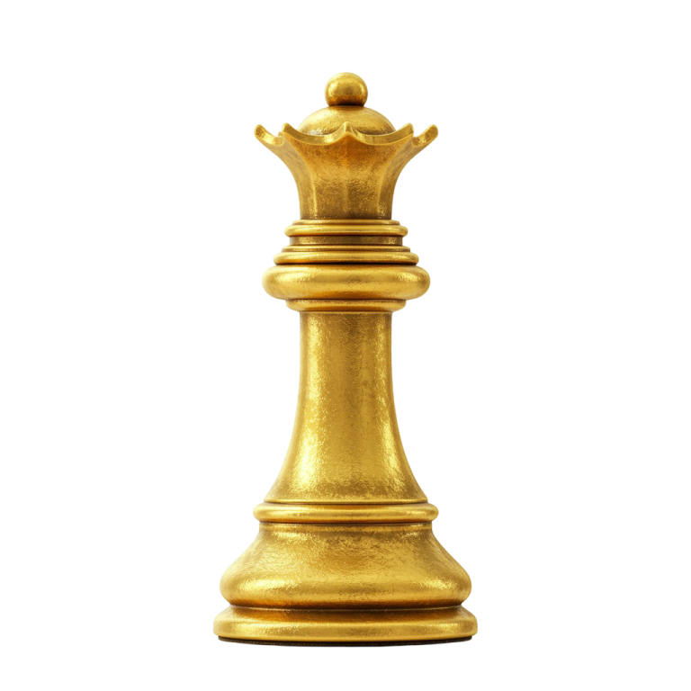 Golden Chess Queen PNG Isolated Artwork