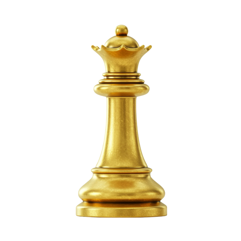 Golden Chess Queen PNG for Web