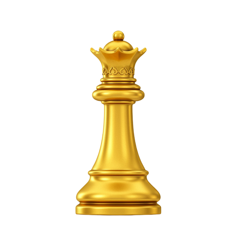 Golden Chess Queen PNG with Crown