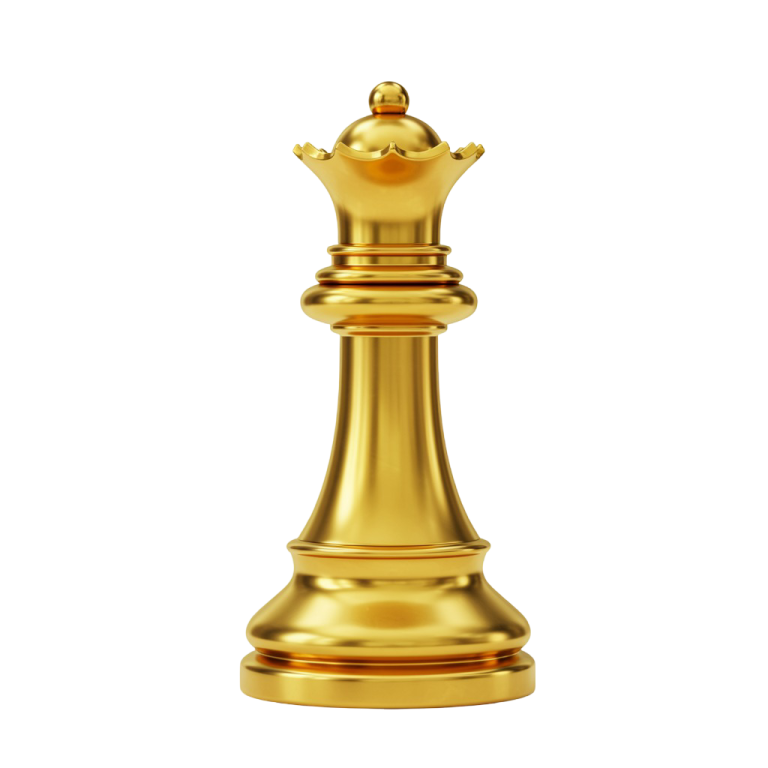 Minimal Golden Chess Queen PNG Design