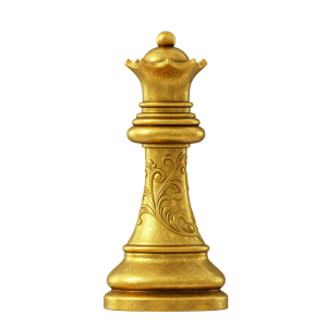 Golden Chess Queen PNG with Shadows