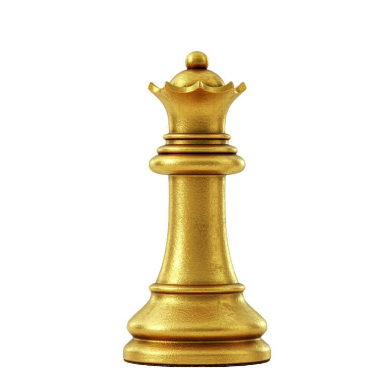 Elegant Golden Chess Queen PNG Piece