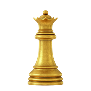 Golden Chess Queen PNG on White