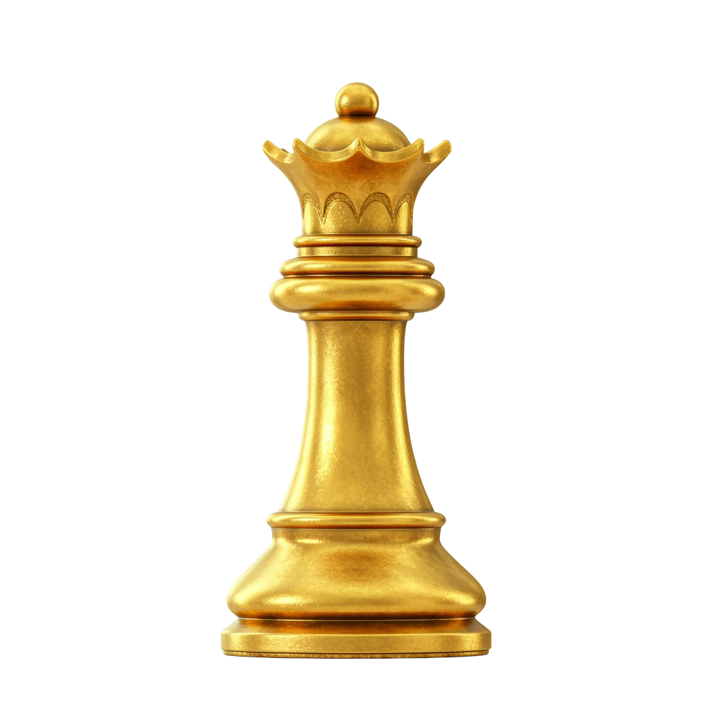 Golden Chess Queen PNG for Game UI