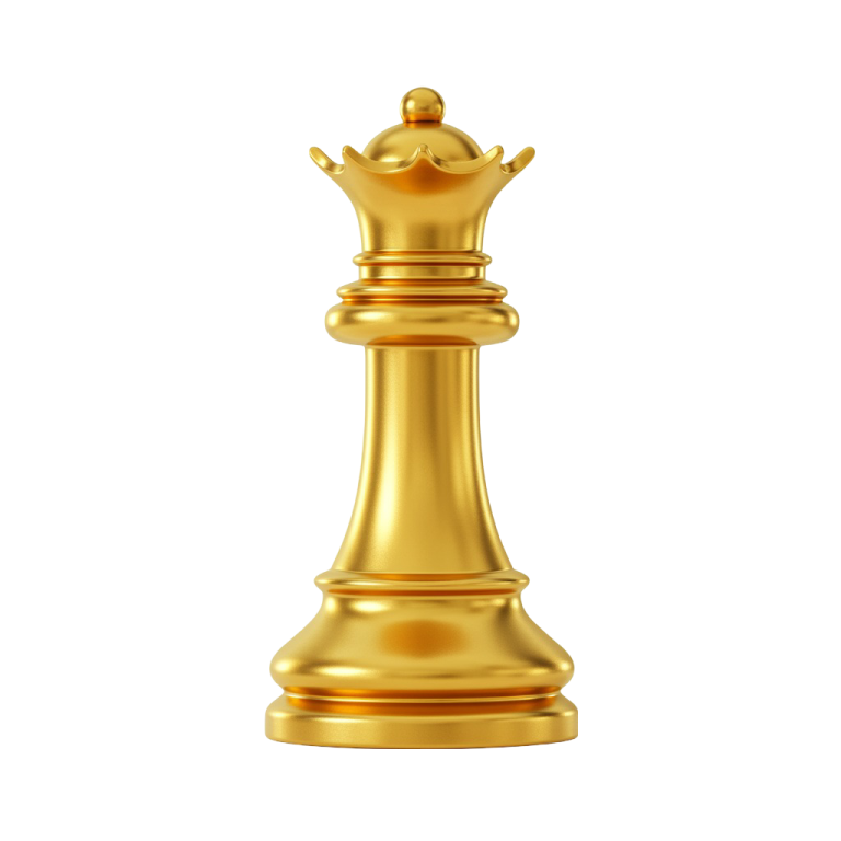 Golden Chess Queen PNG with Elegance