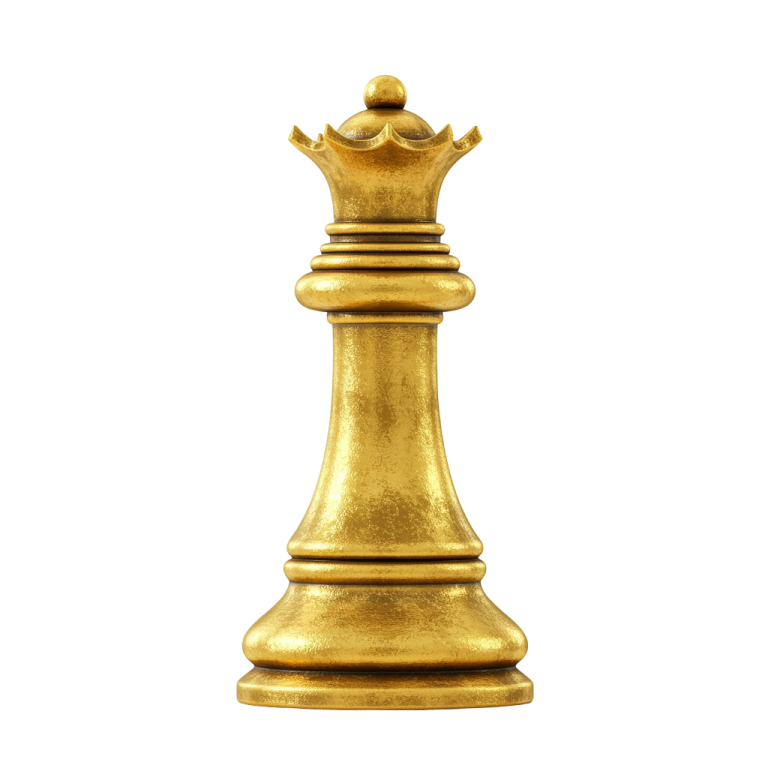 Golden Chess Queen PNG Aesthetic Graphic