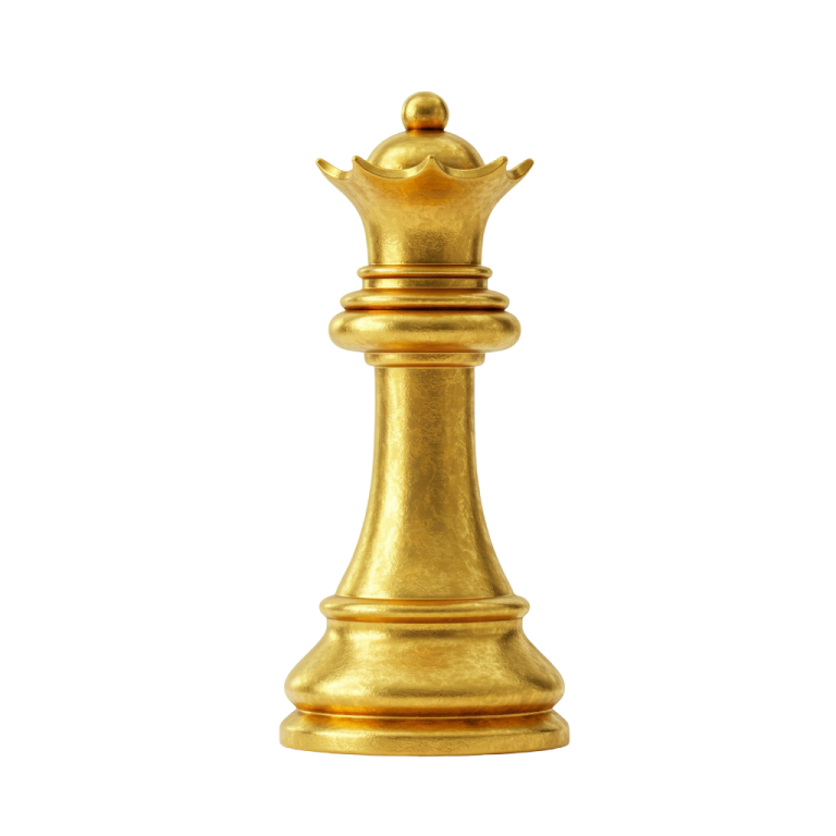 Golden Chess Queen PNG for Print