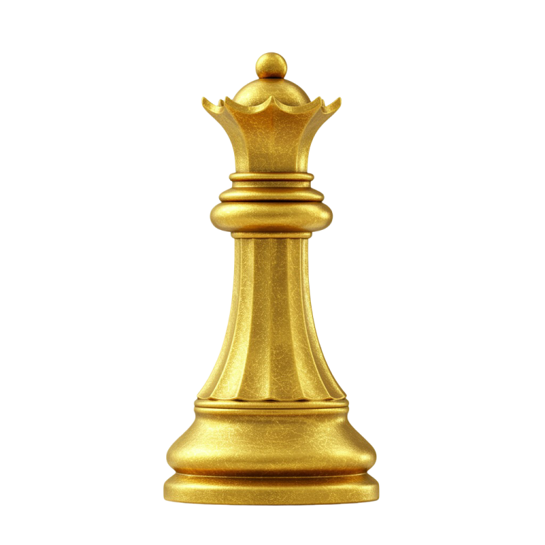 Golden Chess Queen PNG for Branding