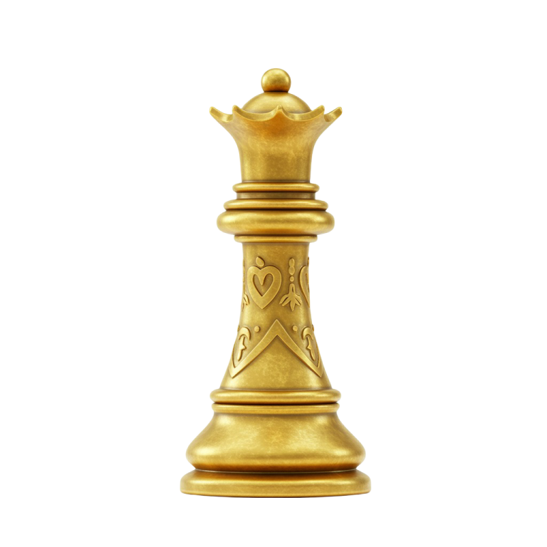 Golden Chess Queen PNG Shining Style