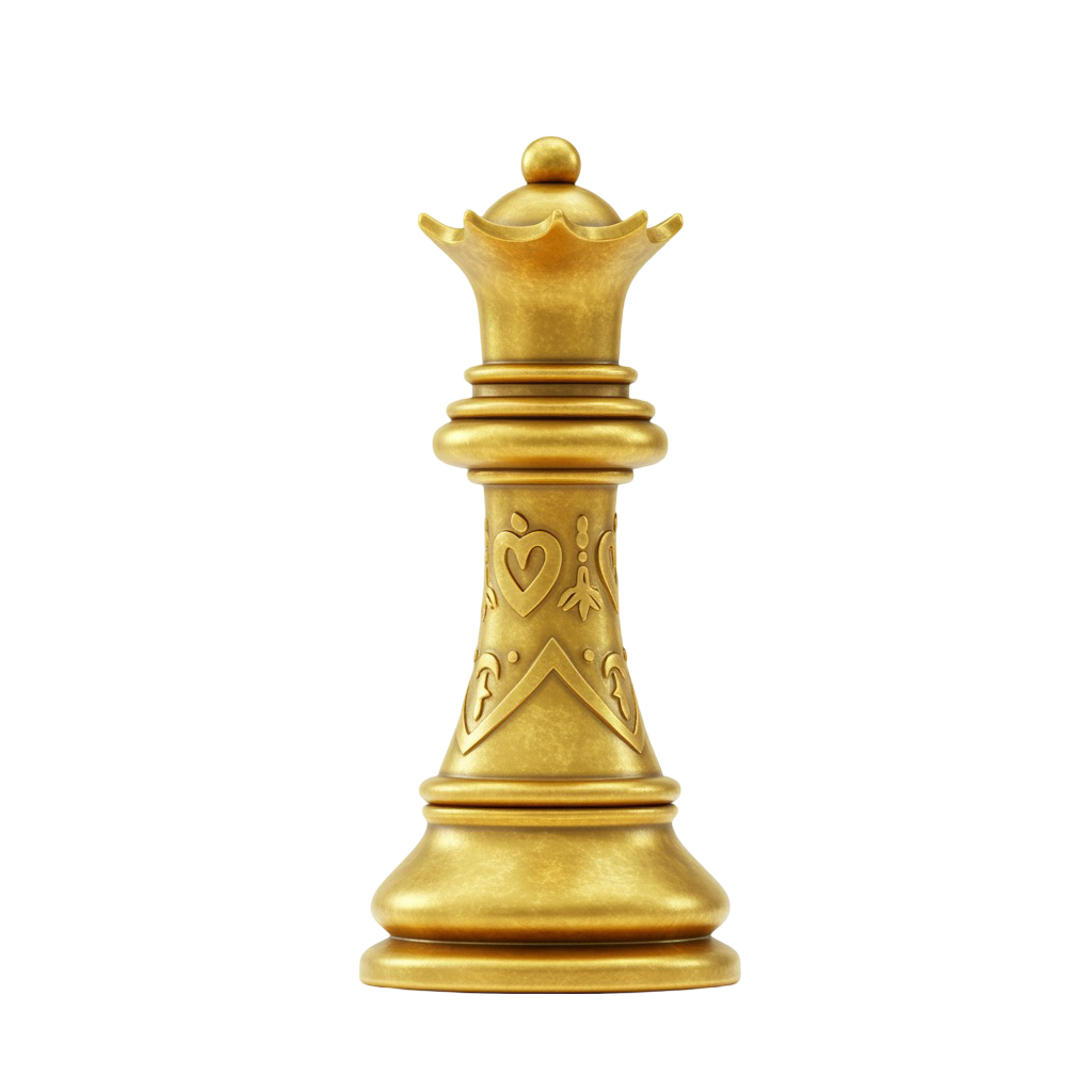 Golden Chess Queen PNG Shining Style