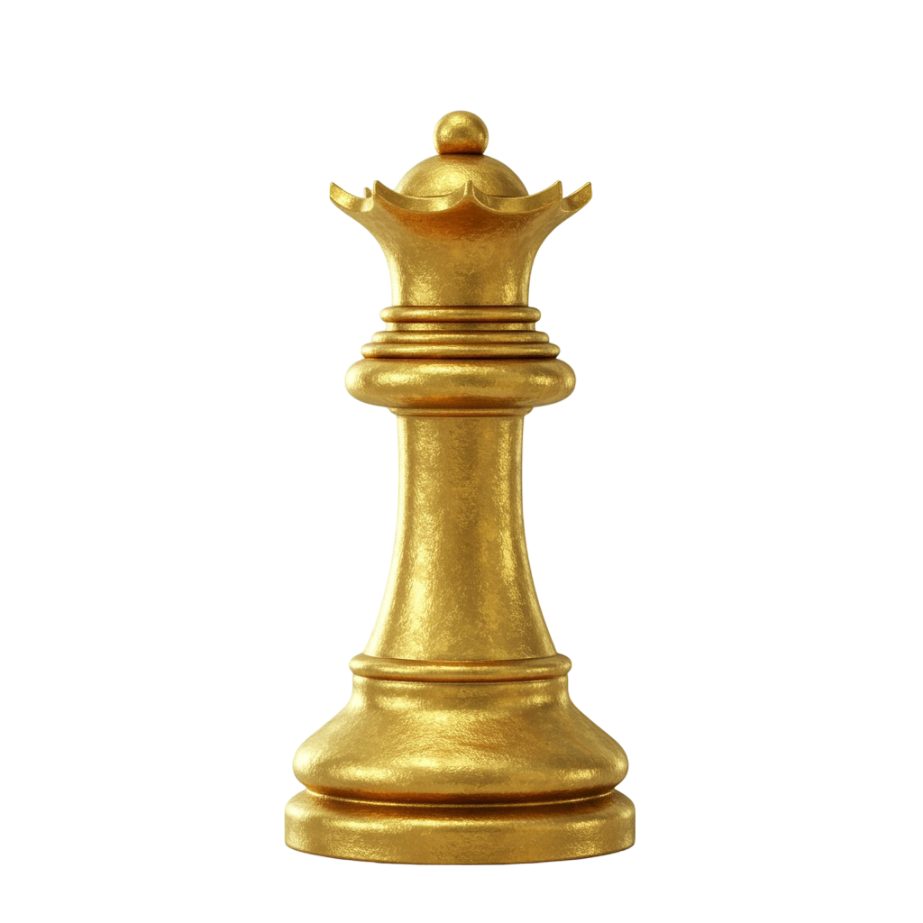 Royal Golden Chess Queen PNG Asset