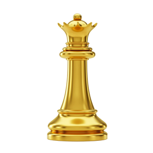 Golden Chess Queen PNG with Gloss Effect