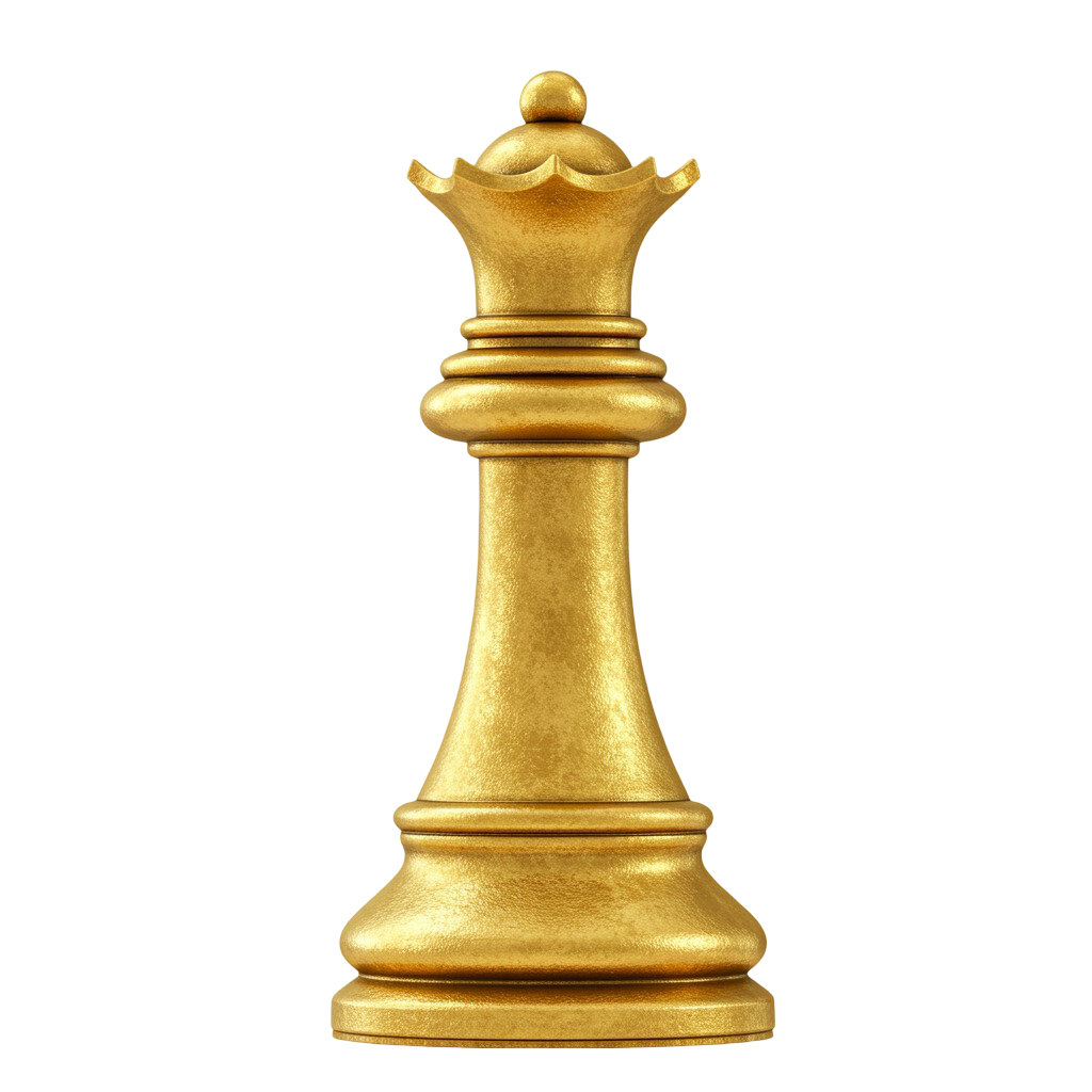 Golden Chess Queen PNG for Marketing