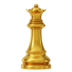 Chess Board with Golden Chess Queen PNG