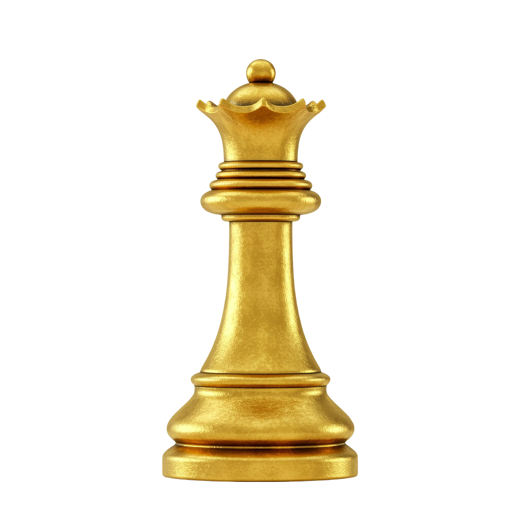 Golden Chess Queen PNG Design Element