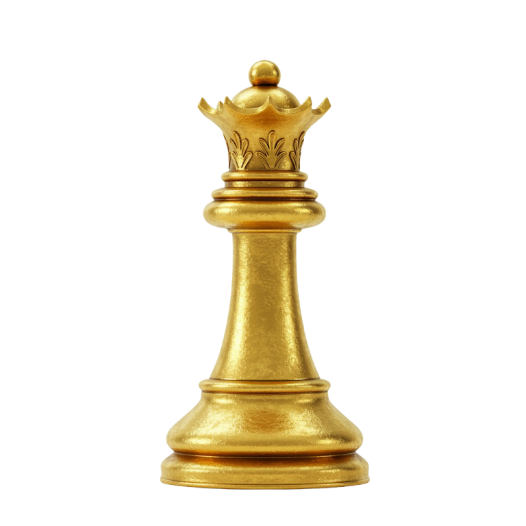 HD Golden Chess Queen PNG Cutout