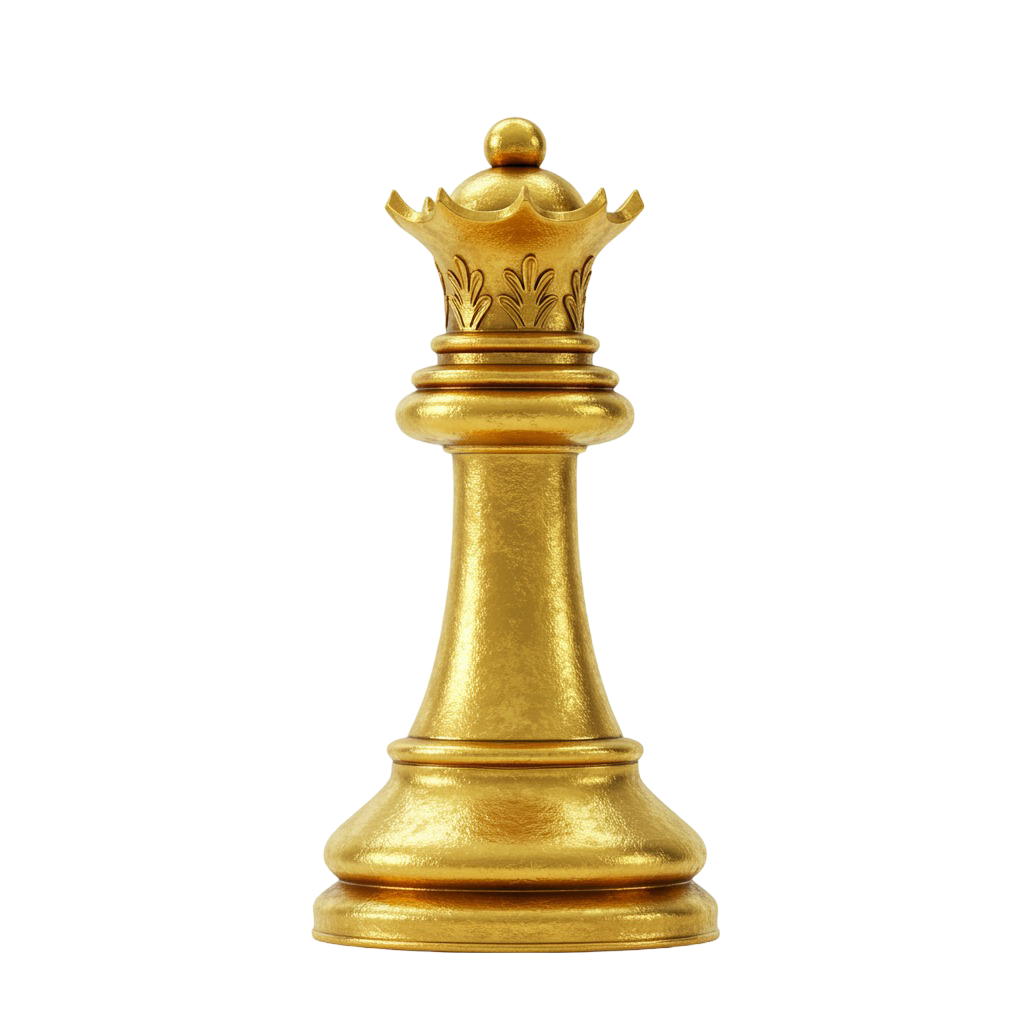 HD Golden Chess Queen PNG Cutout