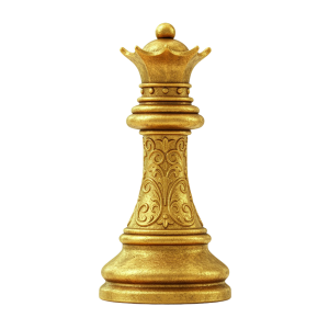 Golden Chess Queen PNG for Strategy Art