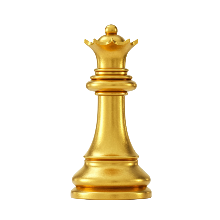 Golden Chess Queen PNG Logo Template