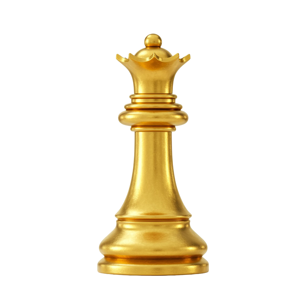 Golden Chess Queen PNG Logo Template