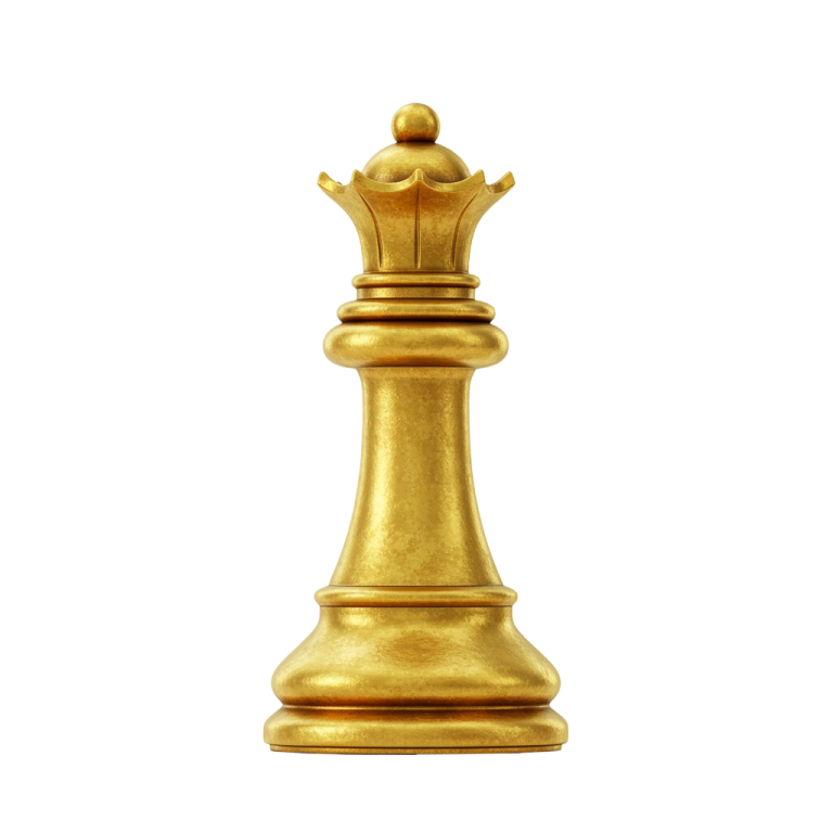 Golden Chess Queen PNG Transparent Background