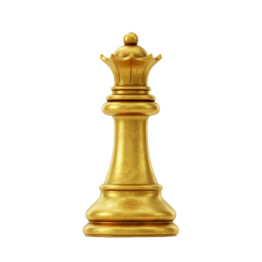 Golden Chess Queen PNG Transparent Background