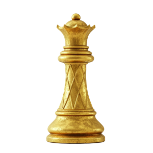 Golden Chess Queen PNG for Digital Use